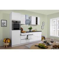 Küchenzeile Premium m. Geräten 270 cm Weiß modern - Weiß/Braun, MODERN, Holzwerkstoff (270cm) - Respekta