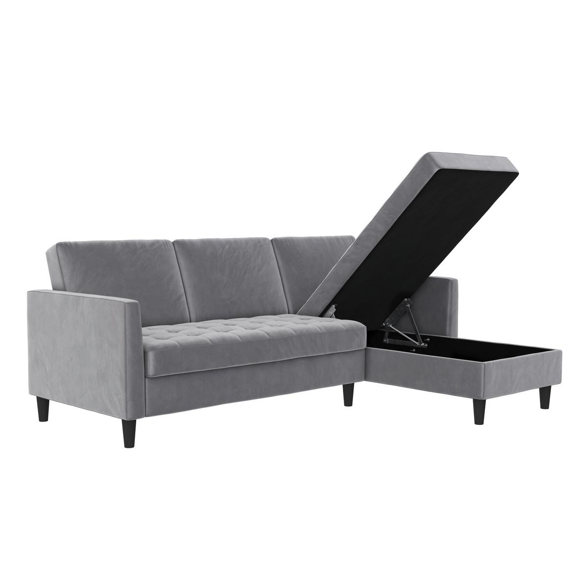 Ecksofa Palermo Grau, mit Stauraum - Schwarz/Grau, Basics, Textil (213/154cm) - Livetastic