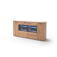 Sideboard teilmassiv 184 cm Portland Eichefarben - Eichefarben, Design, Glas/Holz (184/90/44cm) - Livetastic