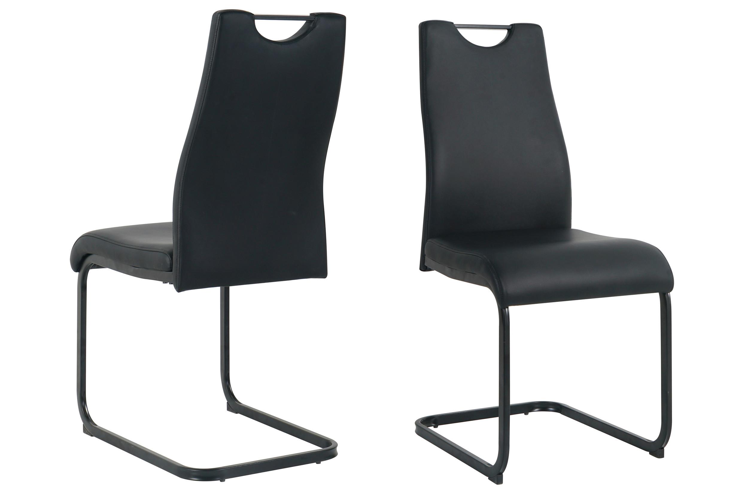 Stuhl-set Lederlook Schwarz, B: 42 Cm - Schwarz, Design, Kunststoff/Textil (42/98/56cm) - Livetastic