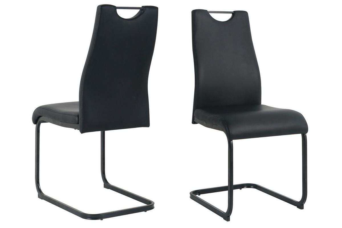 Stuhl-set Lederlook Schwarz, B: 42 Cm - Schwarz, Design, Kunststoff/Textil (42/98/56cm) - Livetastic