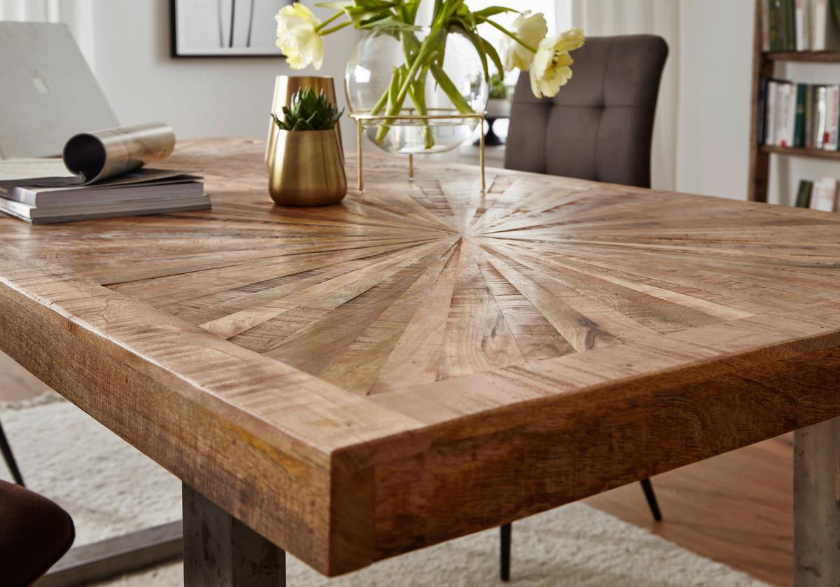 Esstisch Wl5.949 - Silberfarben/Braun, Design, Holz/Metall (200/100/76cm) - MID.YOU
