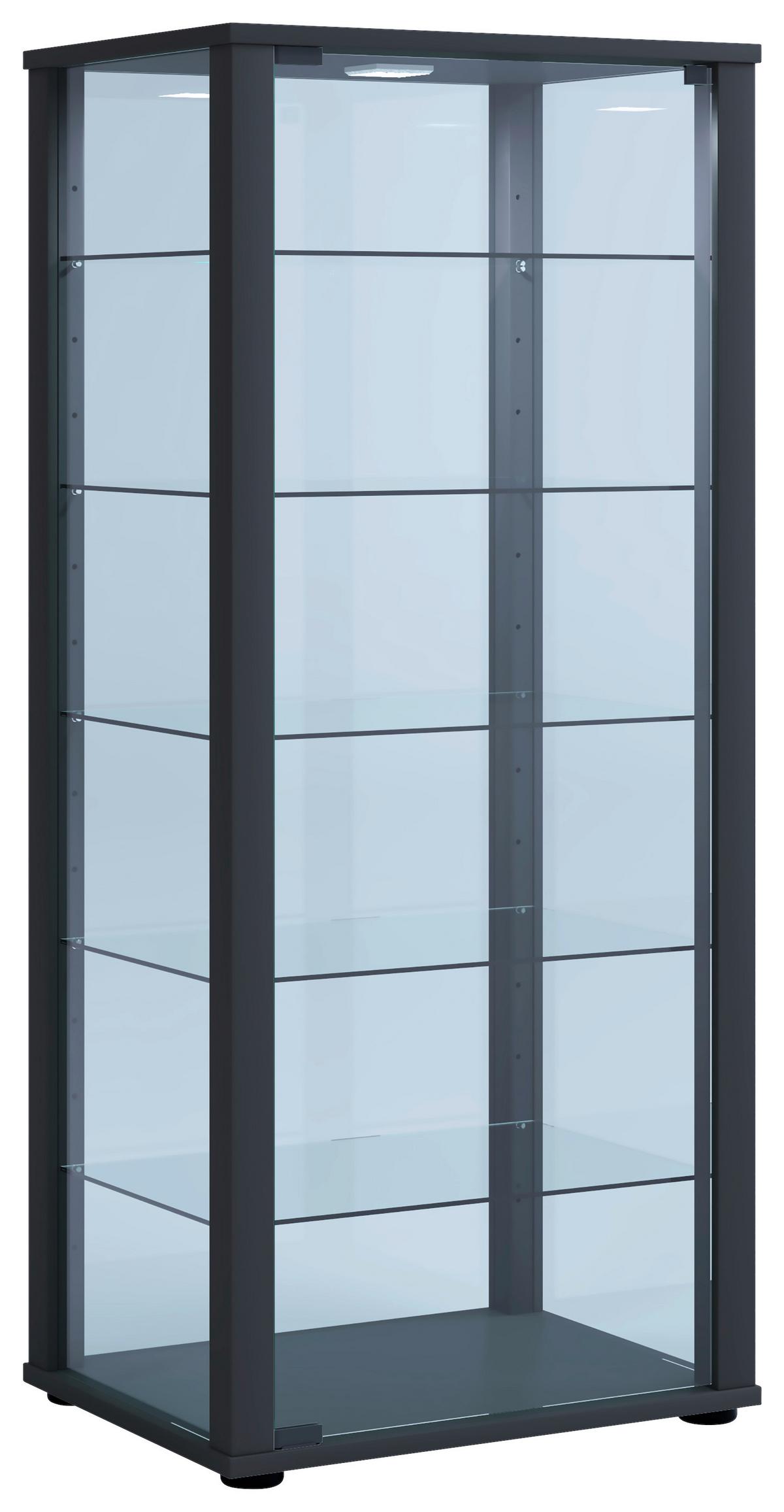 Vitrine Kavisa Schwarz B: 50 cm - Schwarz, MODERN, Glas/Holzwerkstoff (50/114,5/38cm) - MID.YOU