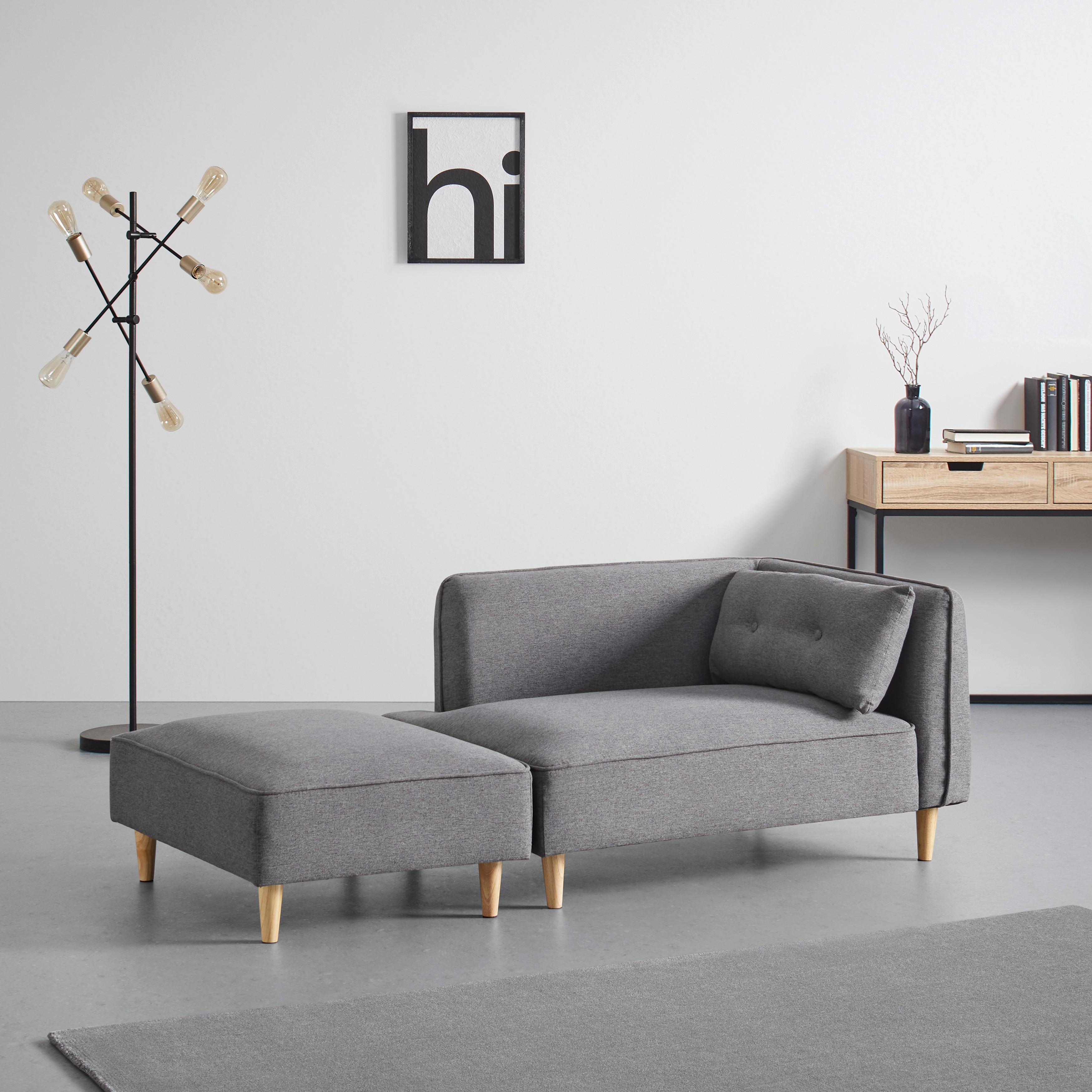 Modulární pohovka FANNY, tmavě šedá - tmavě šedá/přírodní barvy, Moderní, dřevo/textil (154/55/73cm) - Bessagi Home