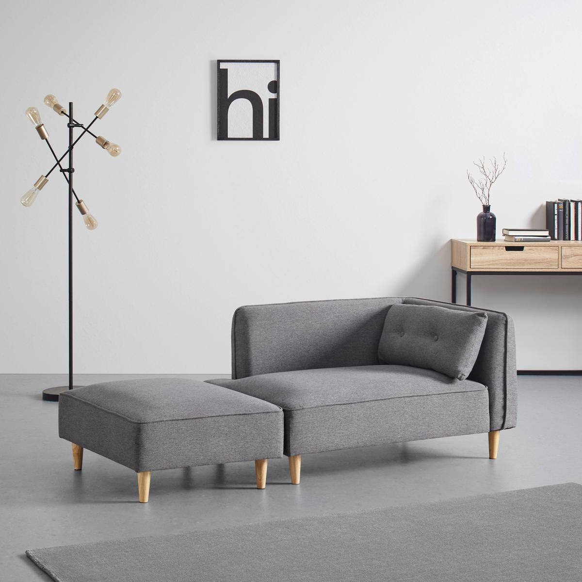 Modulárna pohovka FANNY, tmavosivá - prírodná farba/tmavosivá, Modern, drevo/textil (154/55/73cm) - Bessagi Home