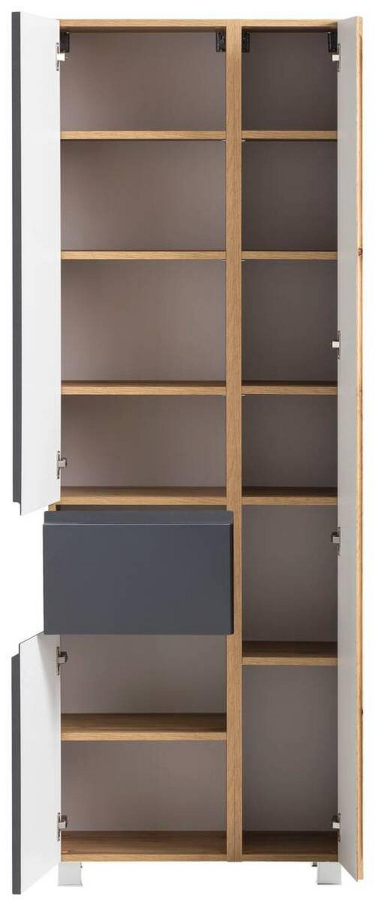 Hochschrank Varese B: 65 Cm Grau/wotan Eiche - Eiche Wotan/Grau, MODERN, Holzwerkstoff (65/180/35cm) - Held
