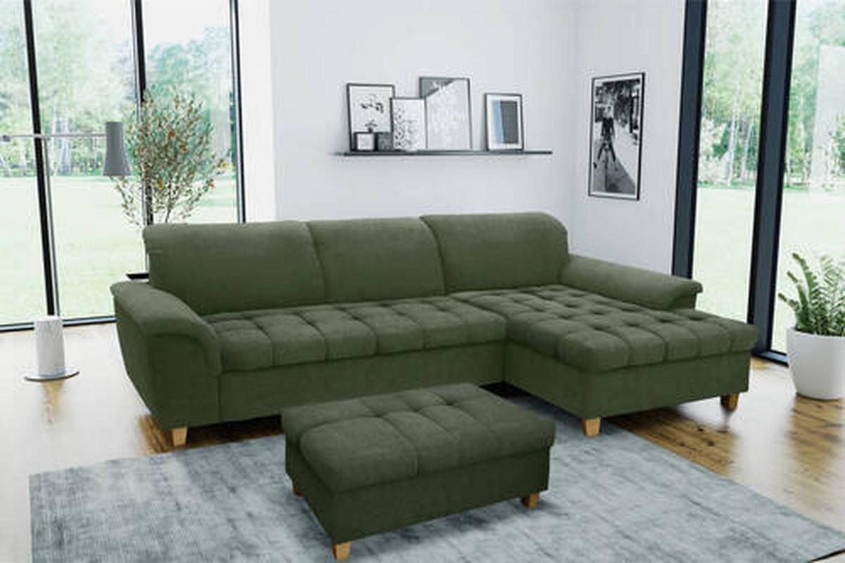 Ecksofa Franzi Grün Mikrofaser - Eichefarben/Grün, KONVENTIONELL, Textil (279/162cm) - MID.YOU