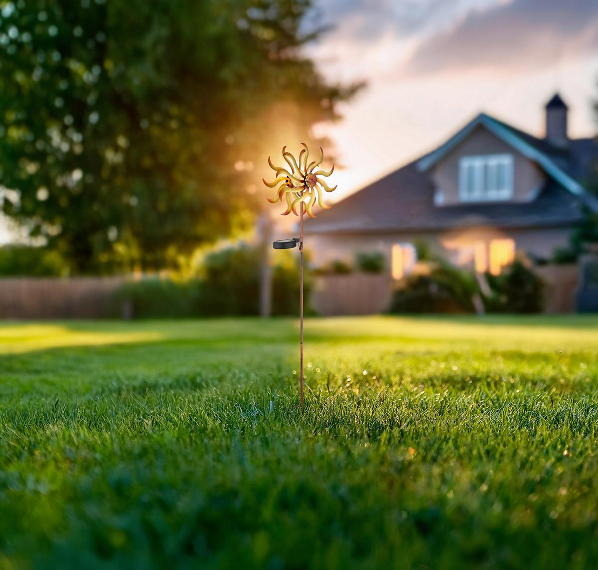 Solarleuchte 3000k, Warmweiß - Klar/Goldfarben, Design, Glas/Metall (22/12/92cm) - Globo