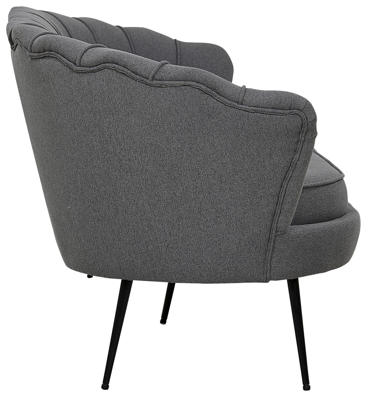 2-Sitzer-Sofa Calais - Dunkelgrau/Schwarz, Design, Textil/Metall (180/78.5/78cm) - Livetastic