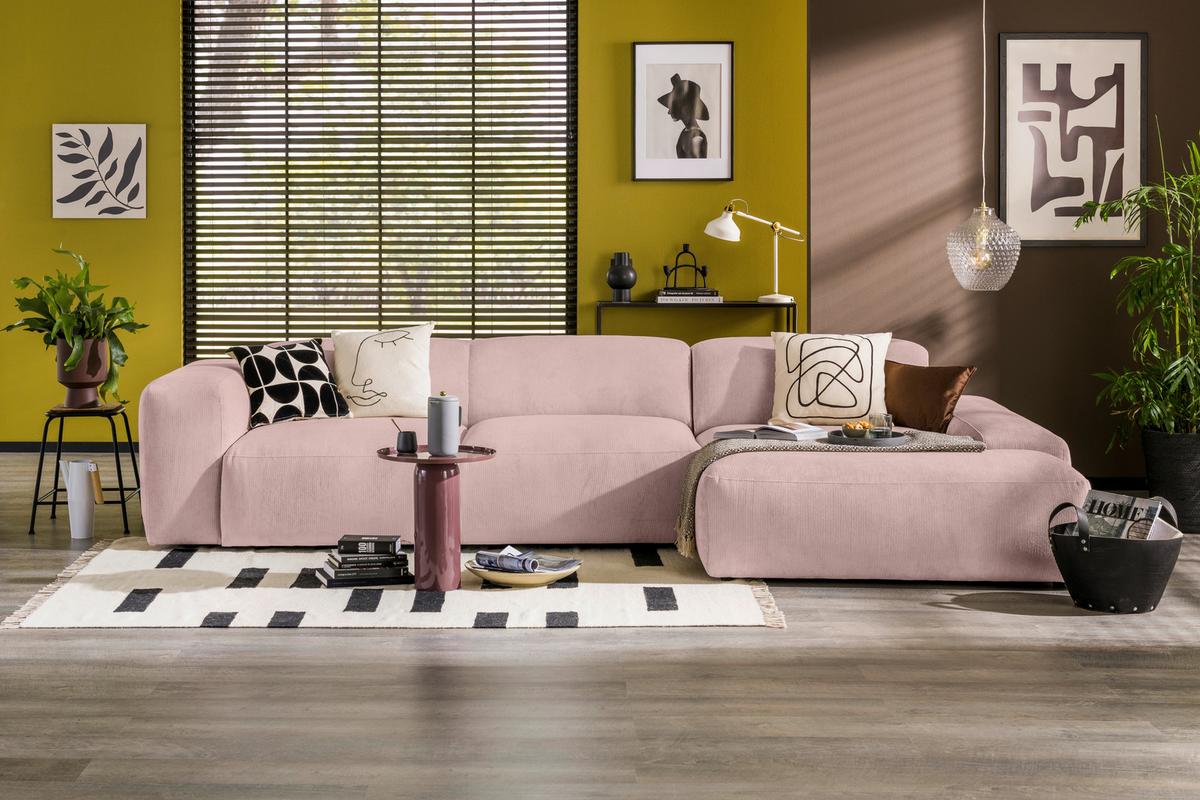 Ecksofa Hannah Rosa 343x170 cm - Schwarz/Rosa, Design, Textil (343/170cm) - MID.YOU