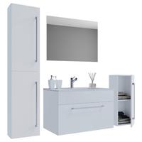 Badezimmer Badinos 5-teilig Weiß B: 126 cm - Weiß, MODERN, Keramik/Holzwerkstoff (126cm) - MID.YOU