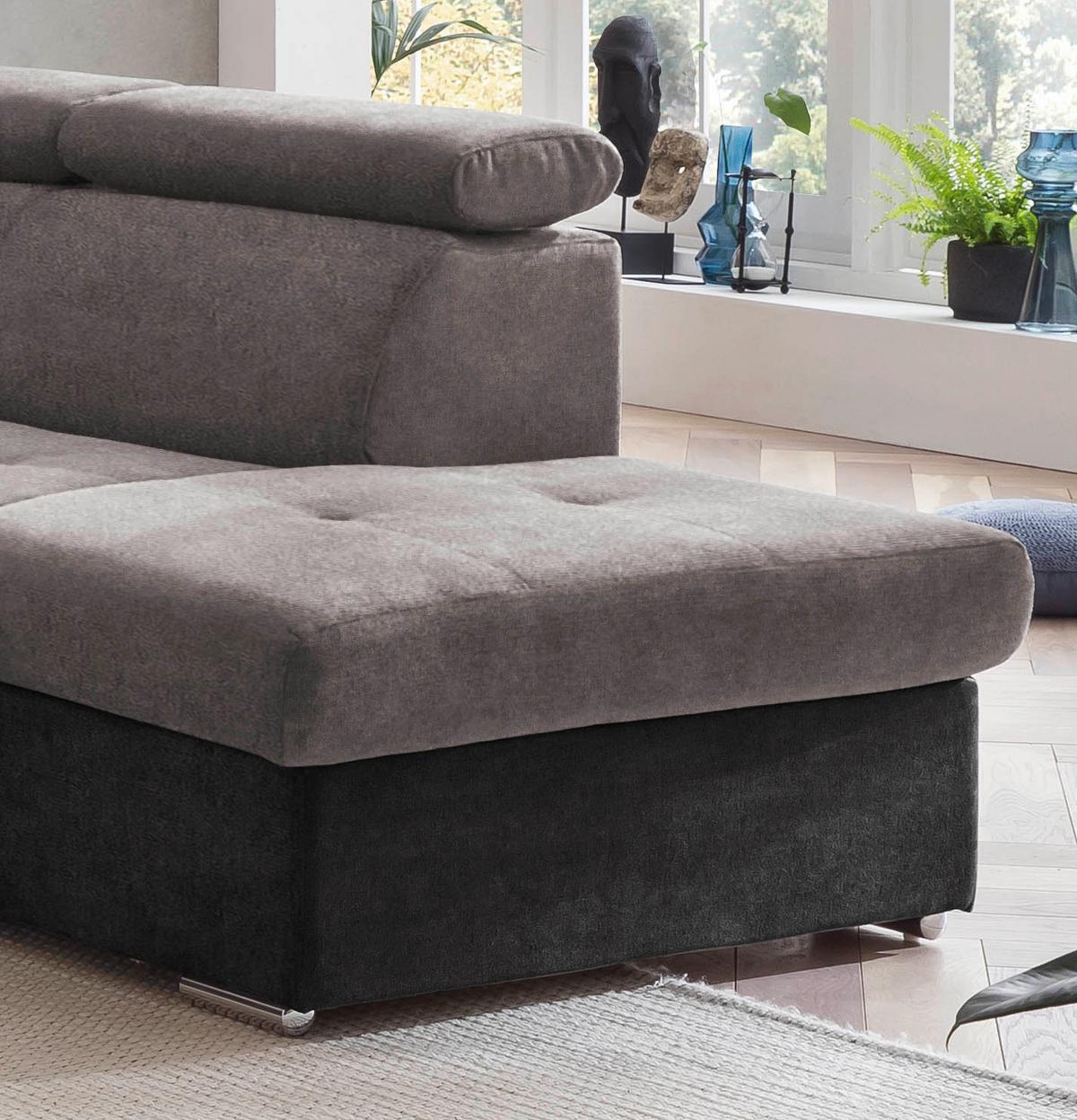 Ecksofa Mit Schlaffunktion Antero Und Bettkasten Grau - Chromfarben/Schwarz, Design, Textil (262/216cm) - Livetastic