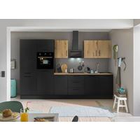 Küchenblock Turin Schwarz/eiche Dekor B: 330 Cm - Schwarz/Eiche Artisan, Basics, Holzwerkstoff (330cm) - MID.YOU