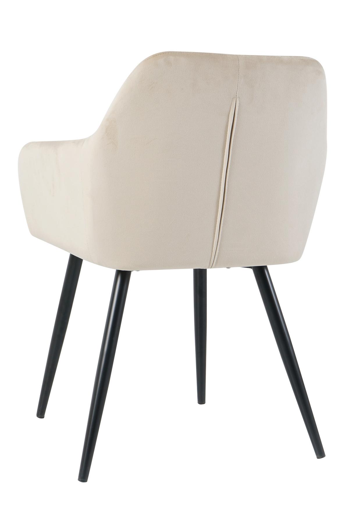 Armlehnstuhl-set Samt Beige, B: 59cm - Beige/Schwarz, Design, Textil/Metall (59/83/62cm) - Livetastic