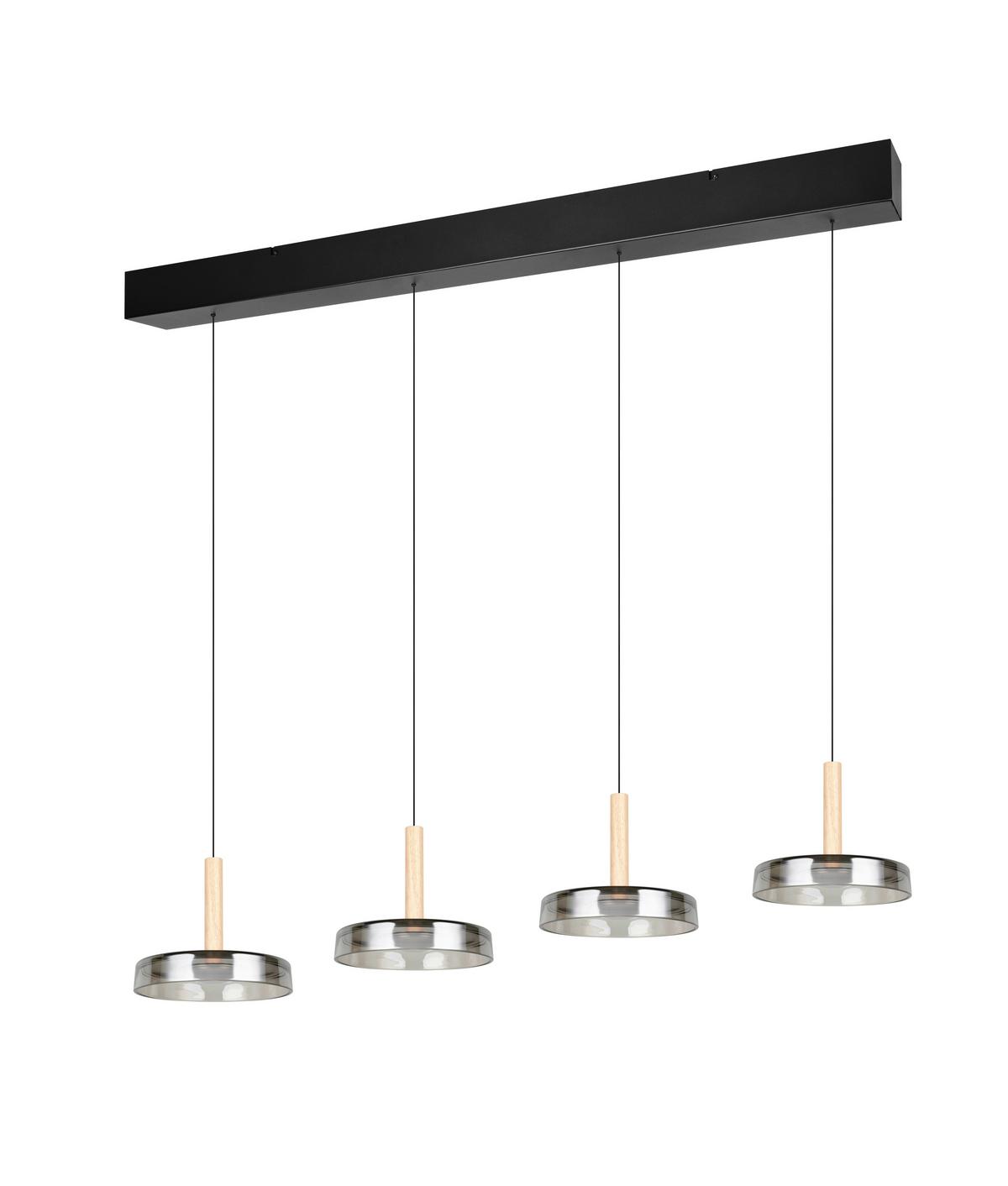 LED-Pendelleuchte 354910432 Celeste - Chromfarben/Schwarz, Design, Glas/Metall (115/22/200cm) - Trio Leuchten