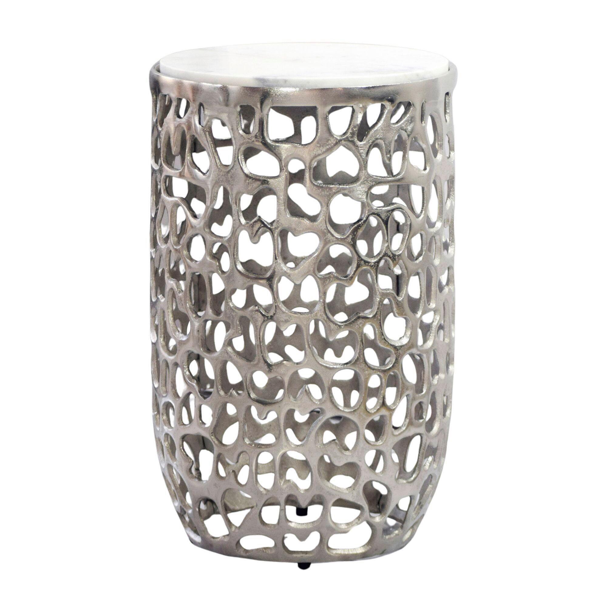 BEISTELLTISCH Silberfarben B: 30 cm - Silberfarben, Design, Stein/Metall (30/50/30cm) - Livetastic