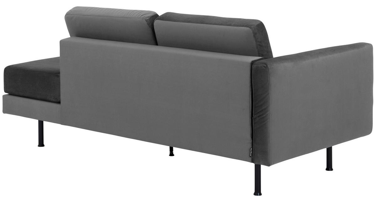 Recamiere Ivo L: 190cm Velours Anthrazit - Anthrazit/Schwarz, Design, Textil (190/87/81cm) - Max Winzer