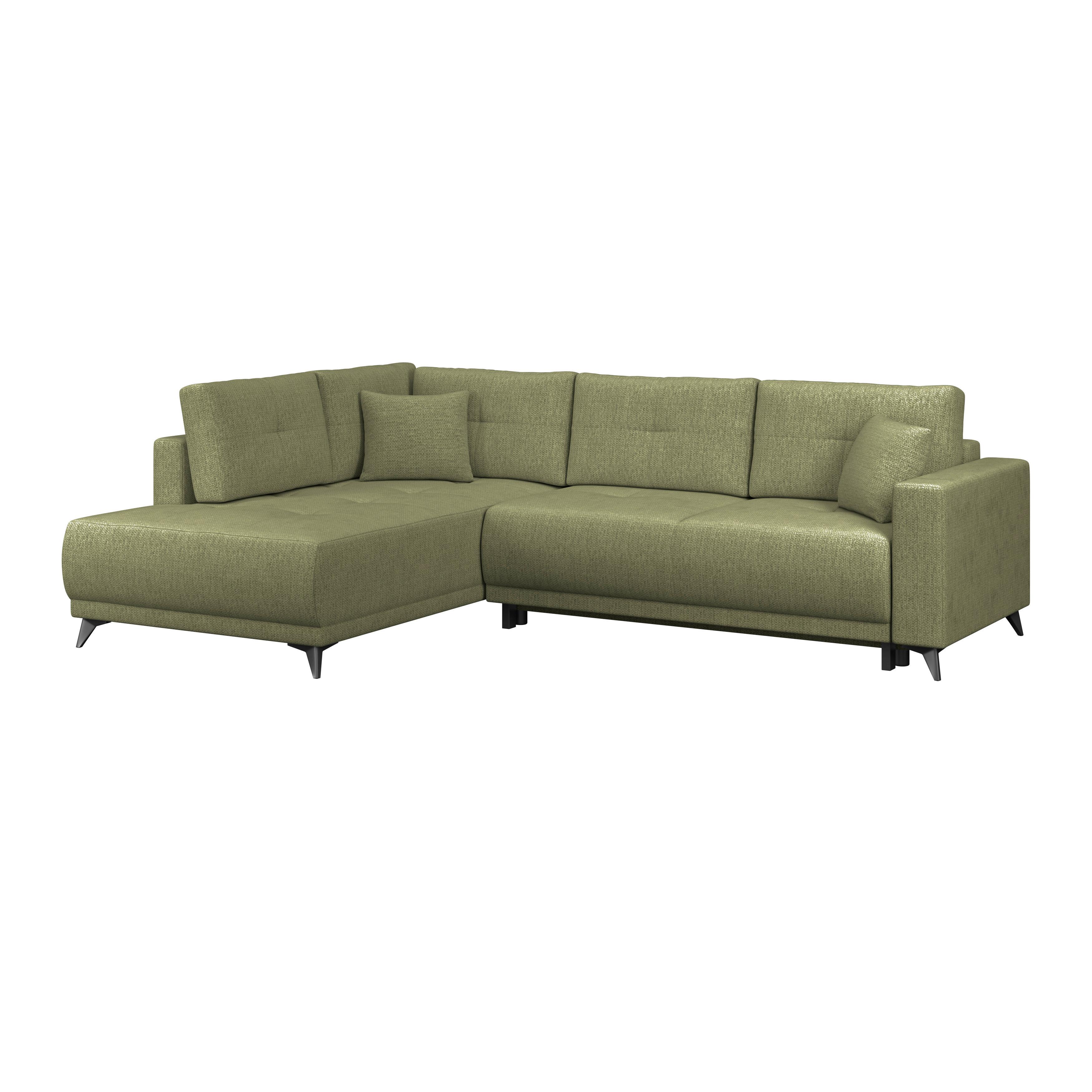 Ecksofa mit Schlaffunktion & Bettkasten Texas Grün - Schwarz/Grün, KONVENTIONELL, Holz (203/92/259cm)