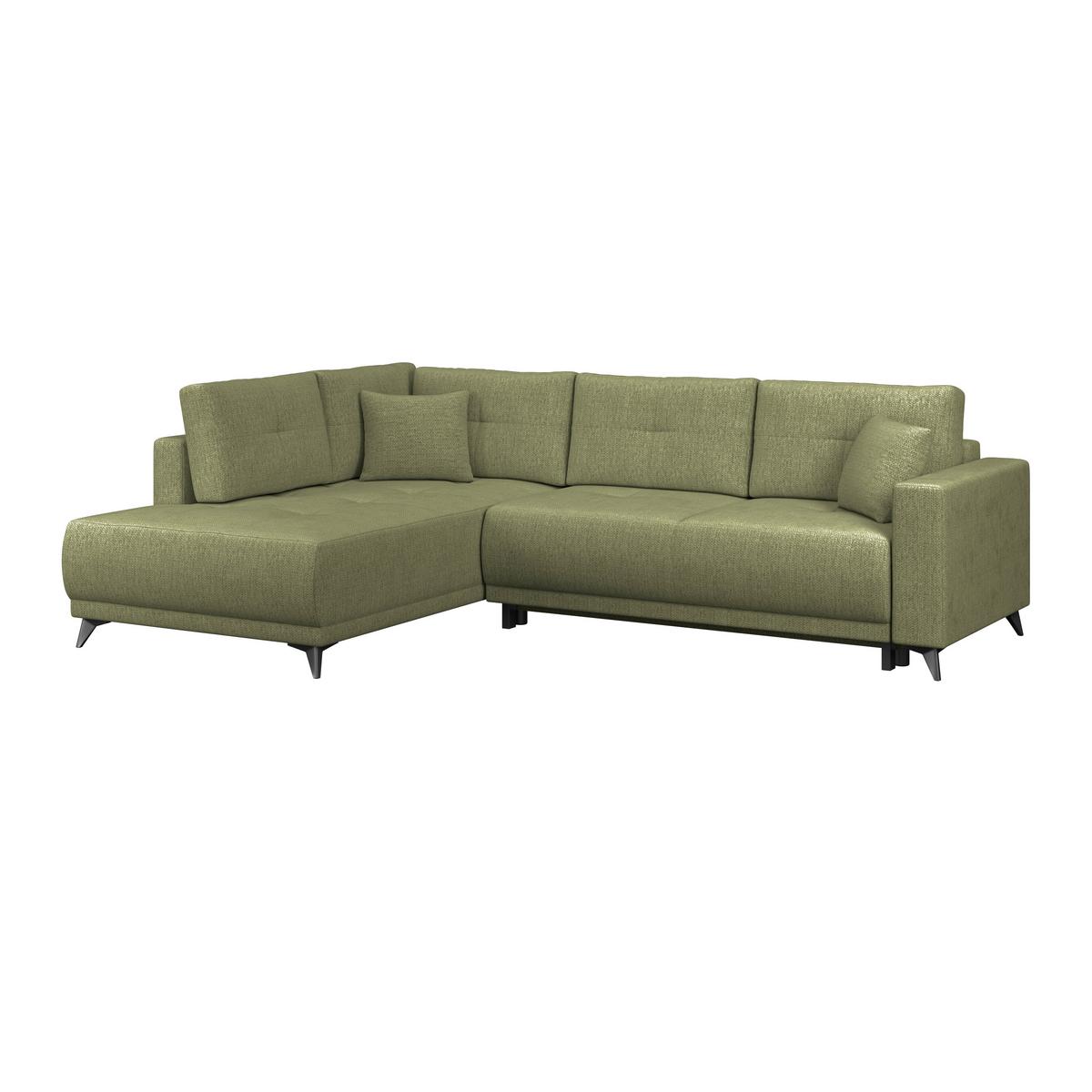 Ecksofa mit Schlaffunktion & Bettkasten Texas Grün - Schwarz/Grün, KONVENTIONELL, Holz (203/259cm)