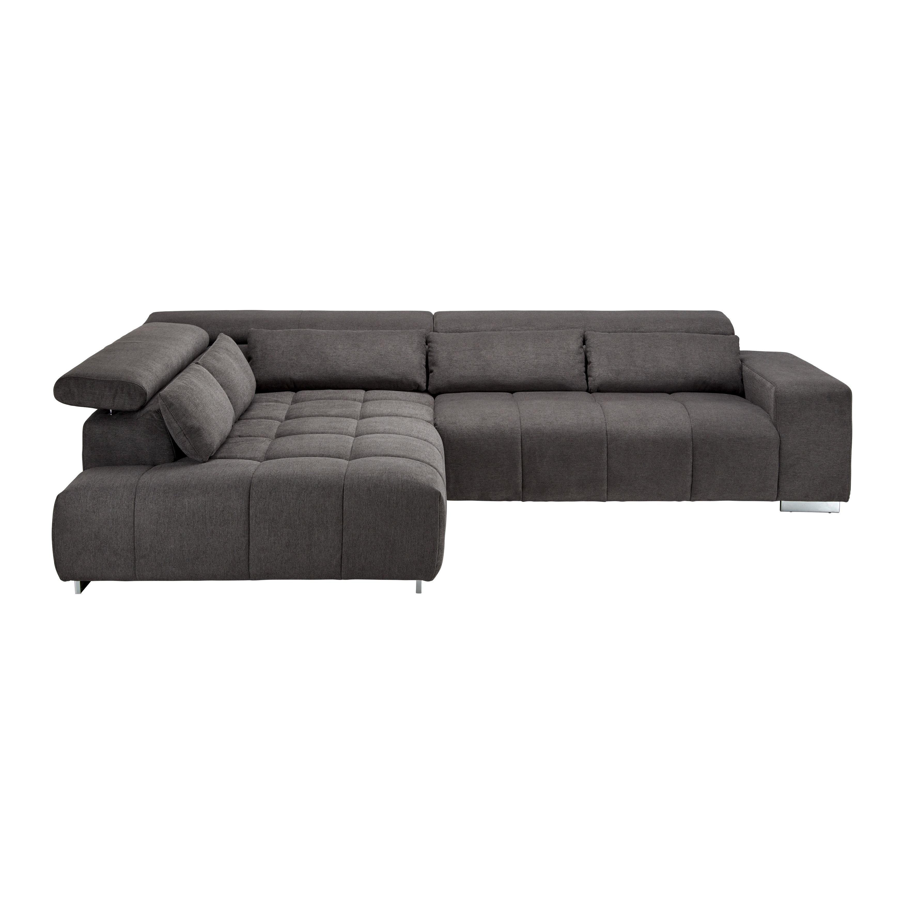 Sedacia súprava Orion, sivá - ľavé prevedenie - sivá/chrómová, Modern, kov/textil (310/70-88/225cm) - Bessagi Home