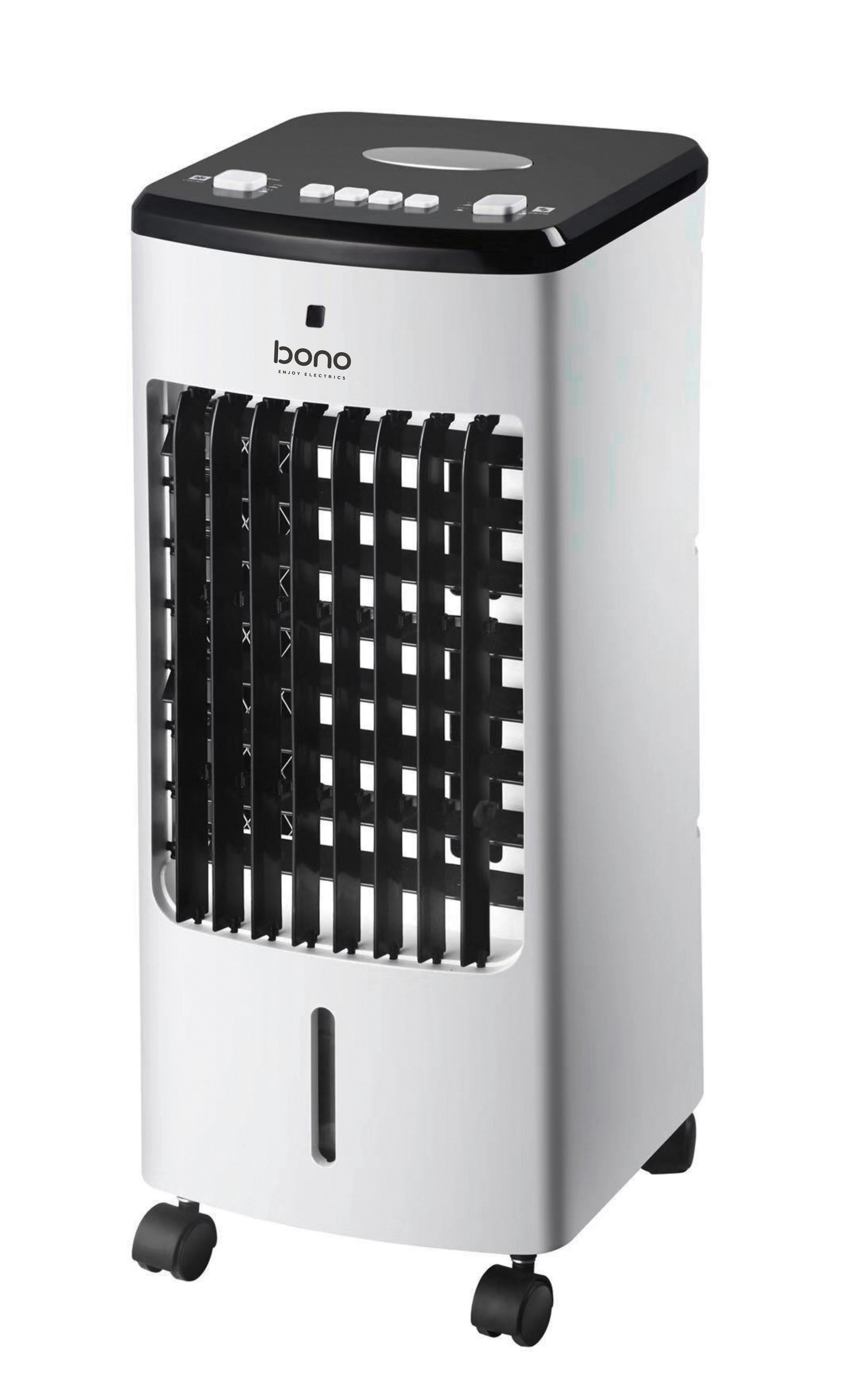 Luftkühler Elias B: 25 cm 60 W Fahrbar - Schwarz/Weiß, KONVENTIONELL, Kunststoff (25/23/60cm) - Bono