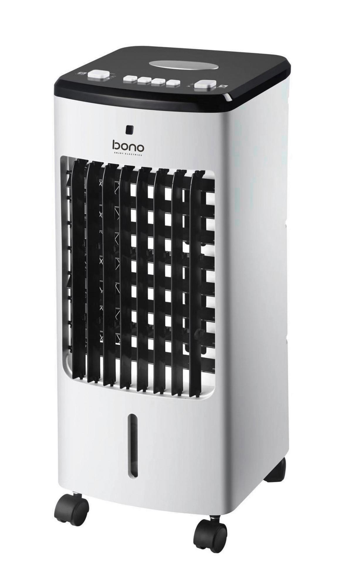 Luftkühler Elias B: 25 cm 60 W Fahrbar - Schwarz/Weiß, KONVENTIONELL, Kunststoff (25/23/60cm) - Bono
