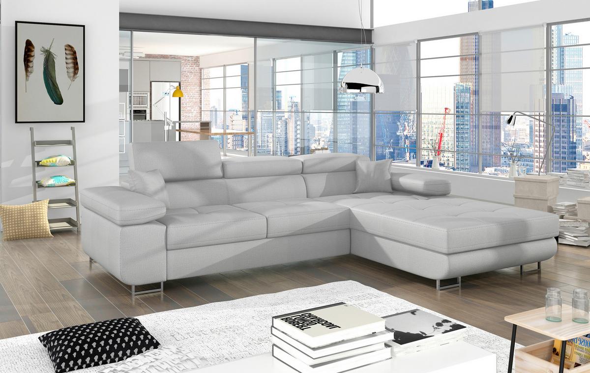 Ecksofa Armando Hellgrau S: 289x203 Cm - Chromfarben/Hellgrau, Design, Textil (289/203cm) - MID.YOU