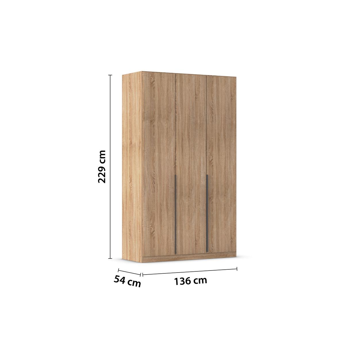 Drehtürenschrank Alabama Sonoma Eiche B: 136 Cm - Sonoma Eiche, MODERN, Holzwerkstoff (136/229/54cm) - Rauch Möbel