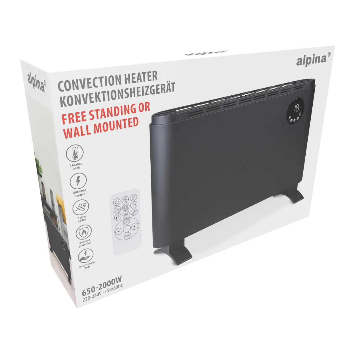 Konvektionsheizung Schwarz, 2000 W - Schwarz, Basics, Kunststoff/Metall (60/24/40,5cm)