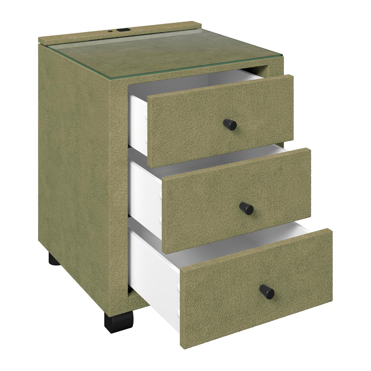 Nachtkästchen Elysia Grün, B: 48 cm - Grün, Trend, Glas/Holz (48/68/45,5cm) - Luca Bessoni