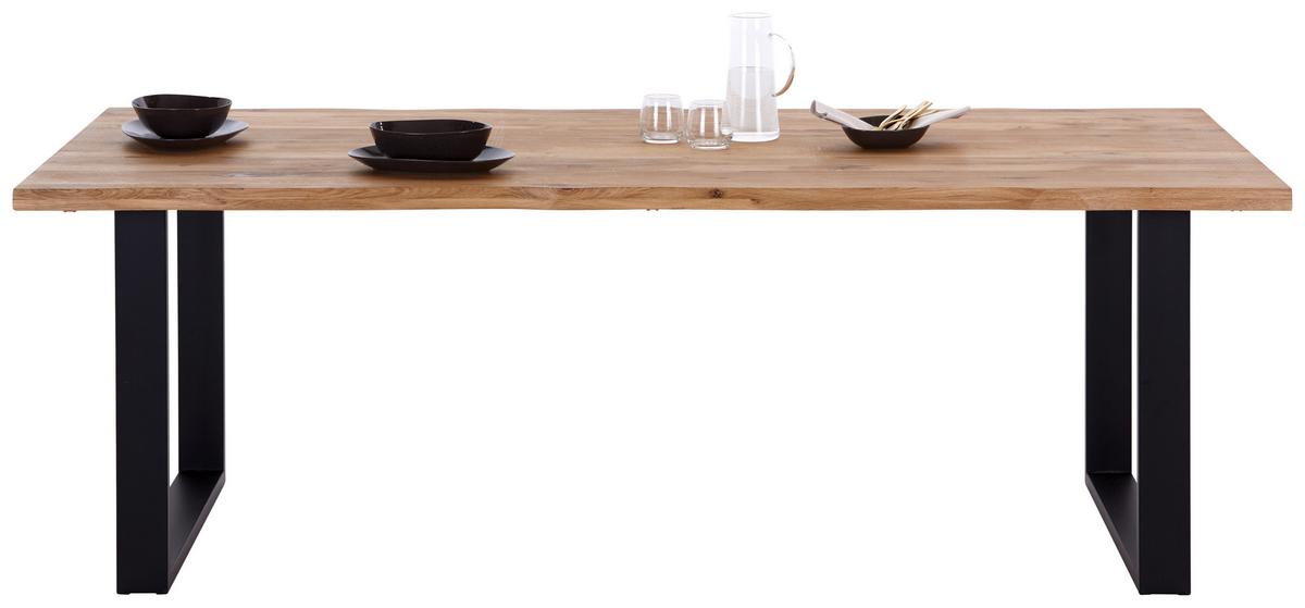 Étkezőasztal Wood 220 - natúr színű/fekete, Konventionell, fém/fa (220/75/100cm) - James Wood