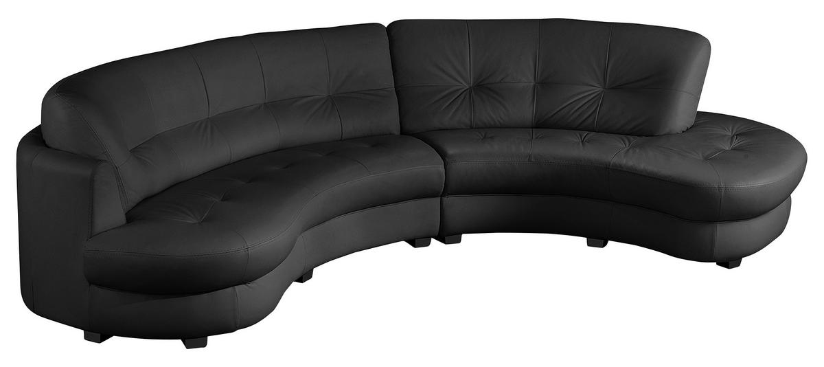 Ecksofa Bretania Schwarz S: 300x113 cm - Schwarz, Design, Leder/Textil (300/113cm) - Livetastic