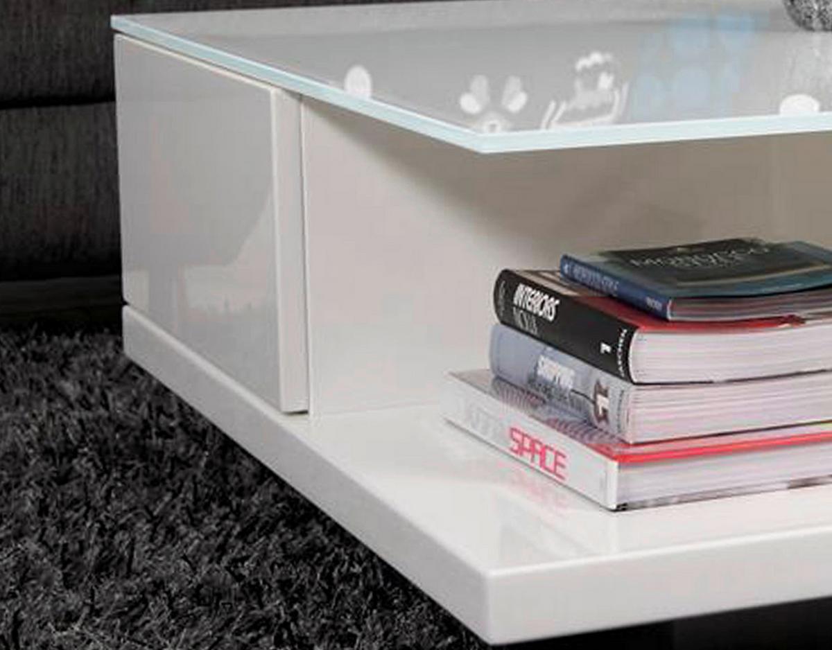 Couchtisch Weiß Hochglanz L: 100 Cm - Weiß Hochglanz/Weiß, Design, Glas/Holzwerkstoff (100/100/36cm) - Livetastic