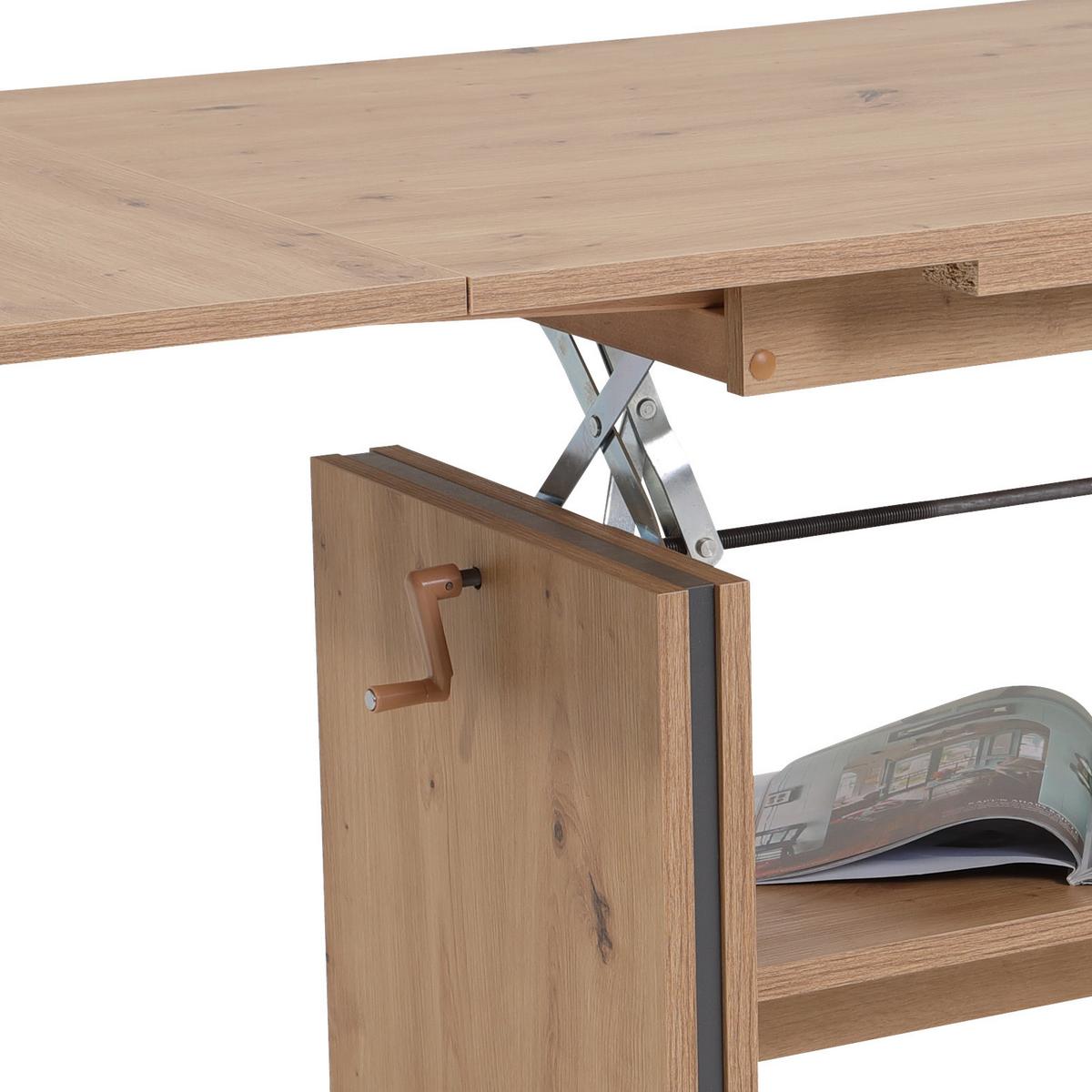 Couchtisch höhenverstellbar + ausziehbar Hilmar, Eiche Dekor - Eichefarben, MODERN, Holzwerkstoff (110-165/67/56-66cm) - MID.YOU