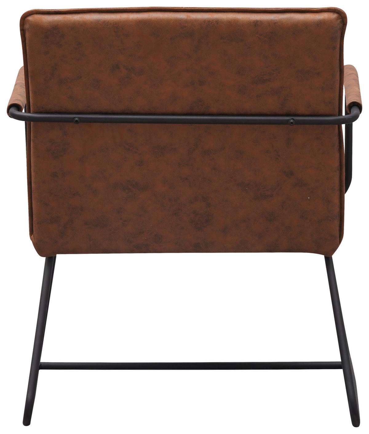 Sessel Bilbao - Cognac/Schwarz, MODERN, Textil/Metall (65/80/68cm) - MID.YOU