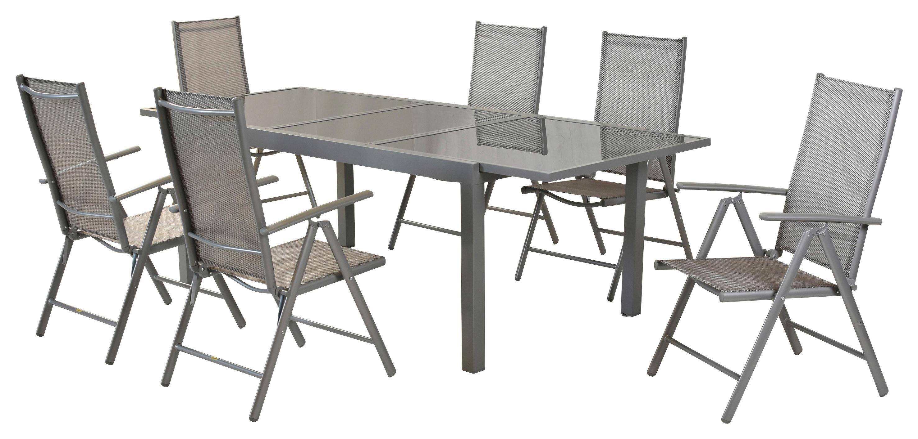 Gartenset Amalfi - Silberfarben/Braun, MODERN, Textil/Metall - Gardenson