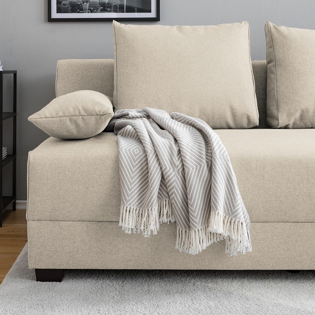 Schlafsofa Dingo, Creme B: 202 cm - Dunkelbraun/Creme, Design, Textil (202/85/110cm) - MID.YOU