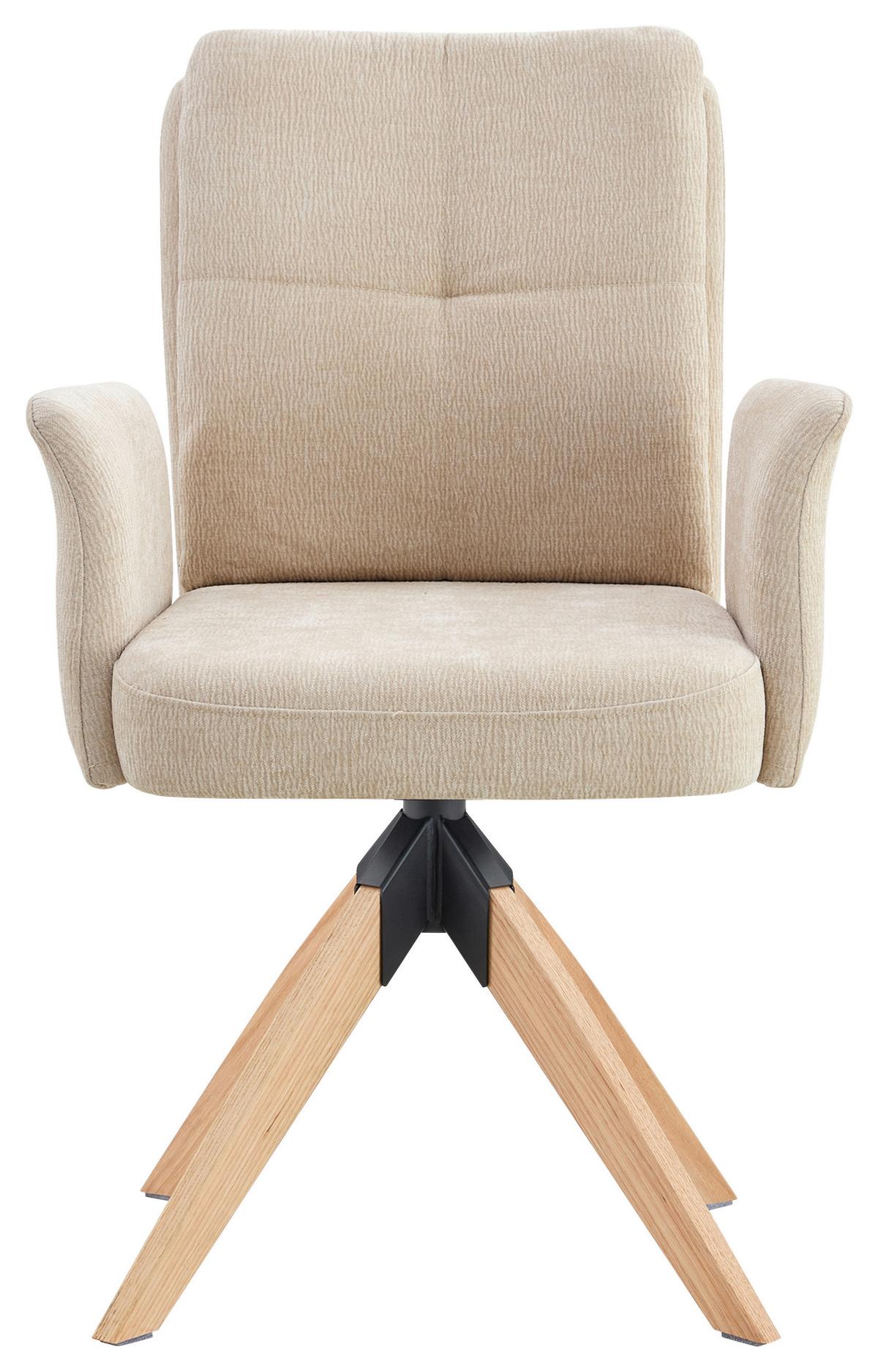 Armlehnstuhl Matei Webstoff beige, B: 60 cm - Beige/Naturfarben, KONVENTIONELL, Holz/Textil (60/94/66cm) - Livetastic