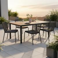 Gartentisch Metall L 150 cm - Graphitfarben/Naturfarben, MODERN, Holz/Metall (150/90/74cm) - Gardenson