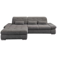 Ecksofa Mit Schlaffunktion Dalida Braun/grau Chenille - Chromfarben/Graubraun, Design, Textil (196/300cm) - Livetastic