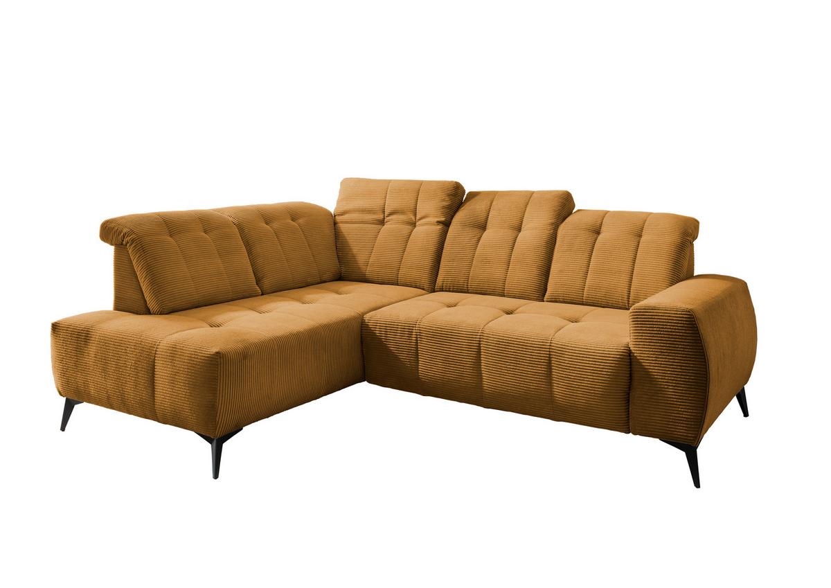 Ecksofa Mit Usb Anschluss Sano, Goldfarben,s: 200x261 Cm - Goldfarben/Schwarz, MODERN, Textil (200/261cm) - Livetastic