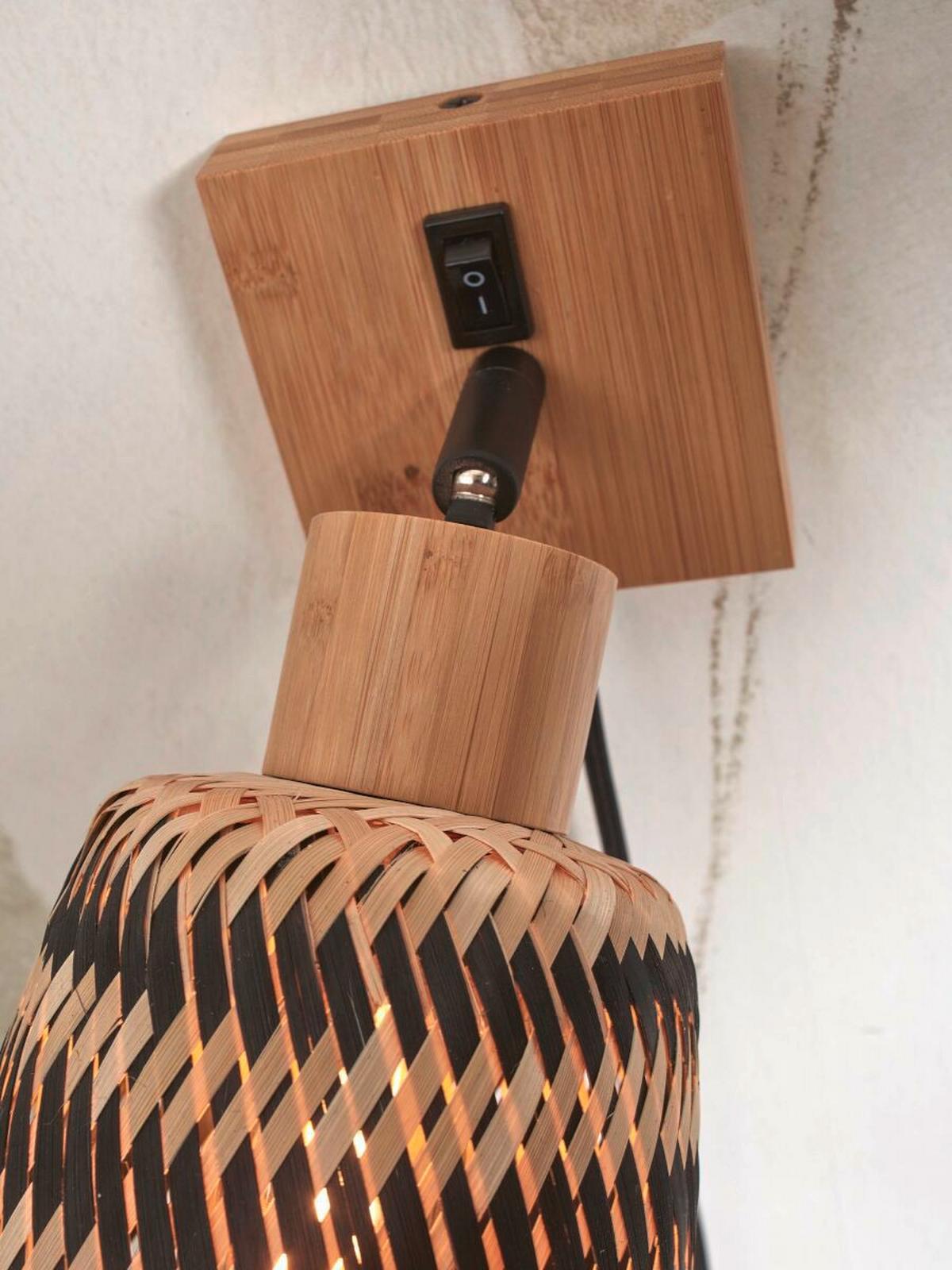 Wandleuchte Java/W/N/15/Bn - Schwarz/Naturfarben, Trend (15/15/22cm) - Good & Mojo
