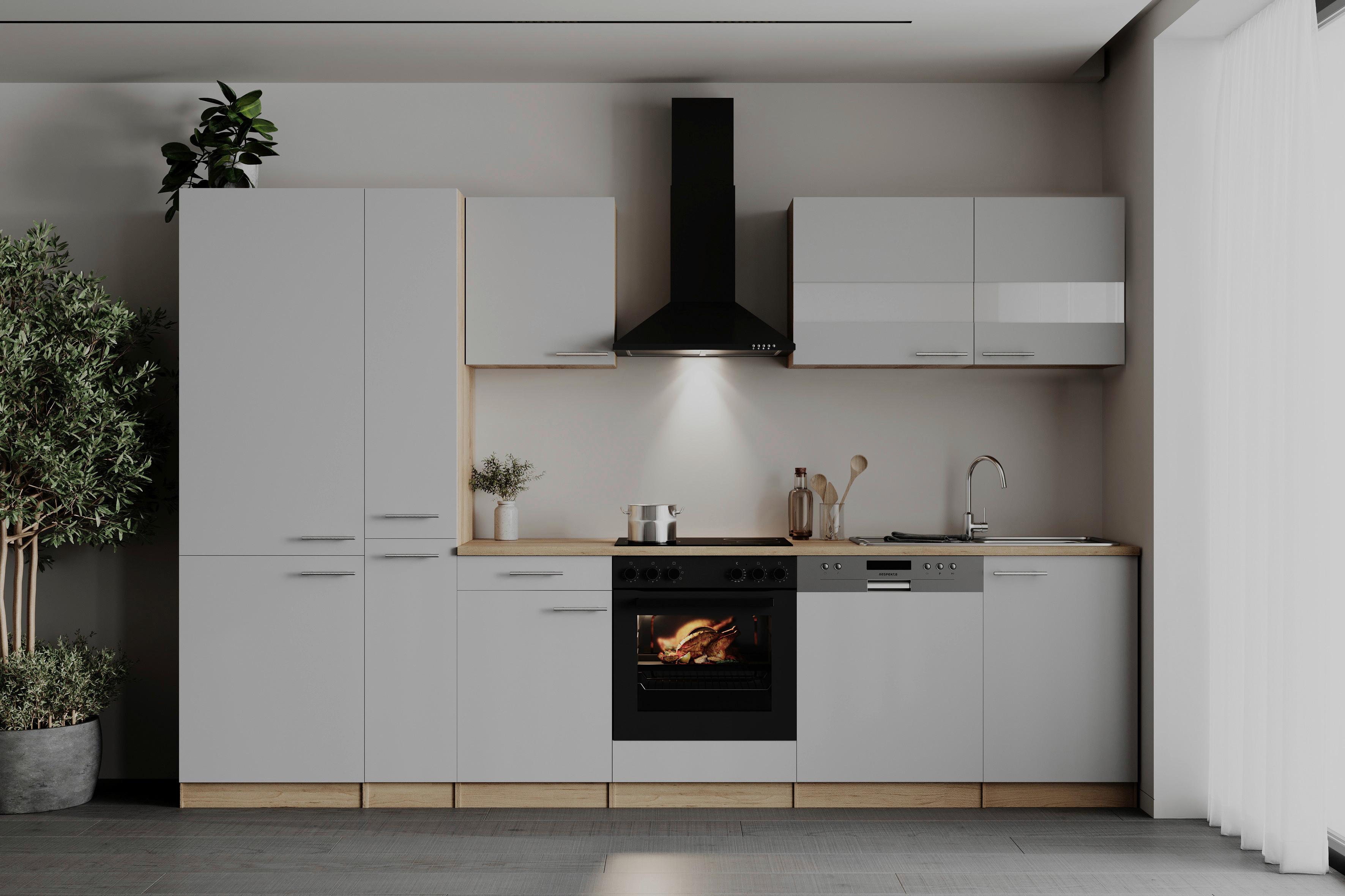 Küchenblock Merle Weiß/Eichefarben B: 310cm - Eichefarben/Weiß, Basics, Holzwerkstoff (310cm) - Respekta