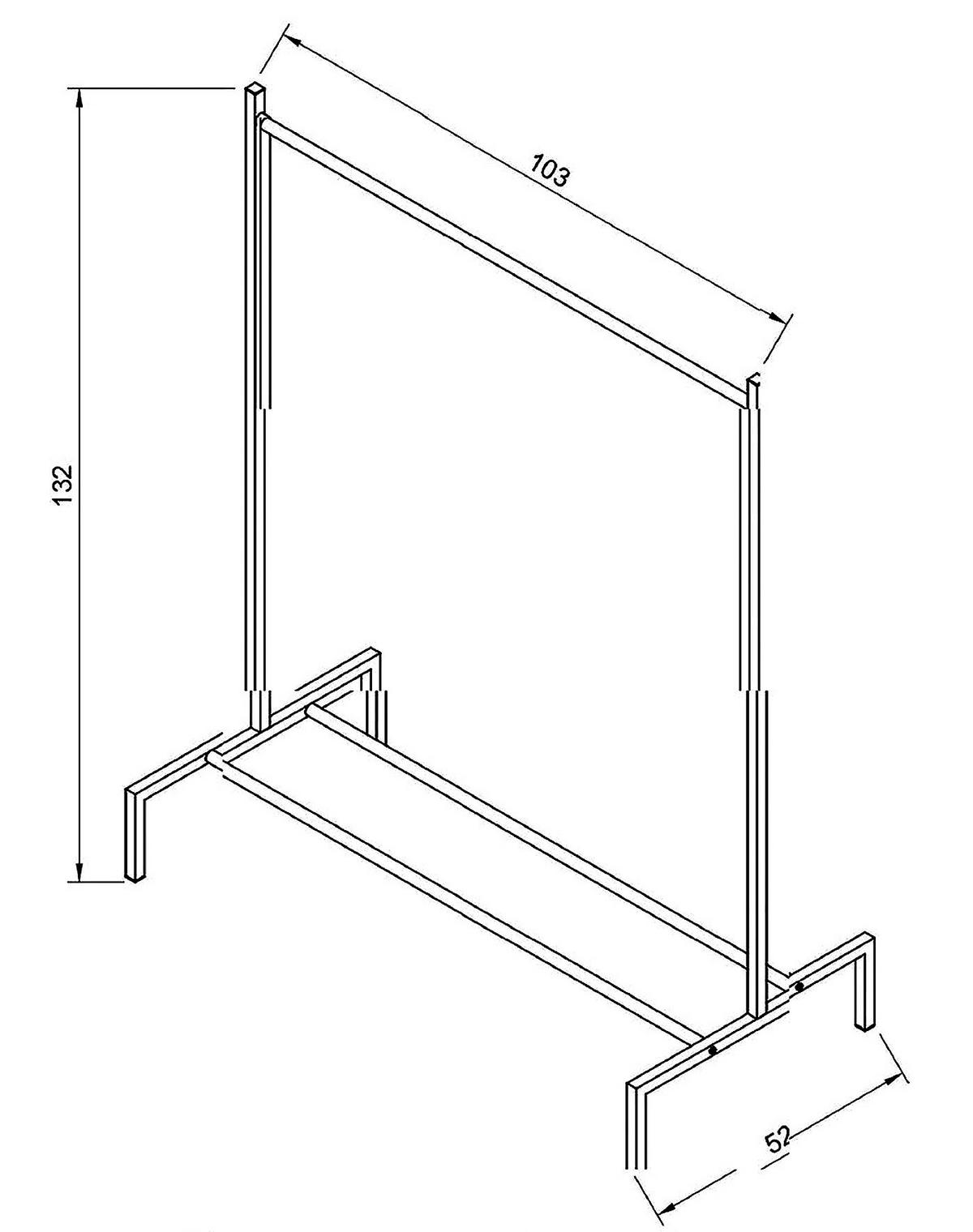 Kleiderständer Labol Schwarz B: 103 Cm - Schwarz, Design, Metall (103/132/52cm) - MID.YOU