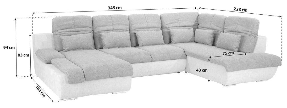Sedacia súprava MULTI, pravá, čierna tk. CHICAGO - čierna/chrómová, Modern, kov/textil (184/345/228cm) - Luca Bessoni