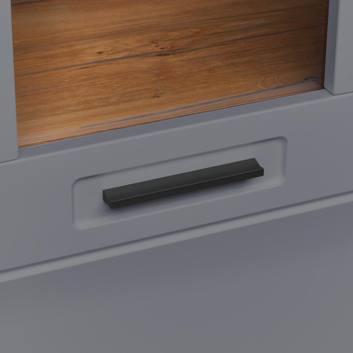 Vitrine Auris B: 60 Cm Eiche/basalt - Grau, MODERN, Glas/Holzwerkstoff (60/204,2/37,1cm) - Luca Bessoni
