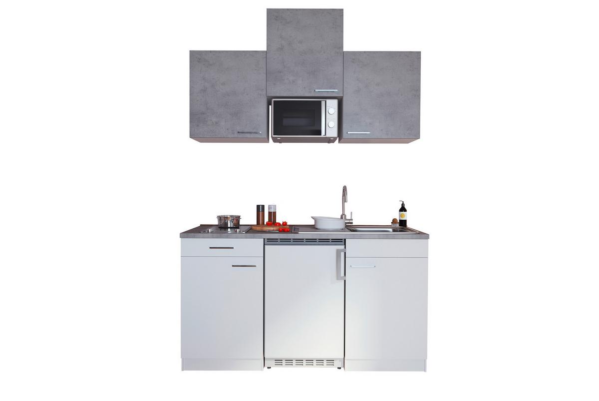 Miniküche Mit Kühlschrank Und Mikrowelle B: 150 Cm Grau/weiß - Weiß/Grau, KONVENTIONELL, Holzwerkstoff (150cm) - Respekta