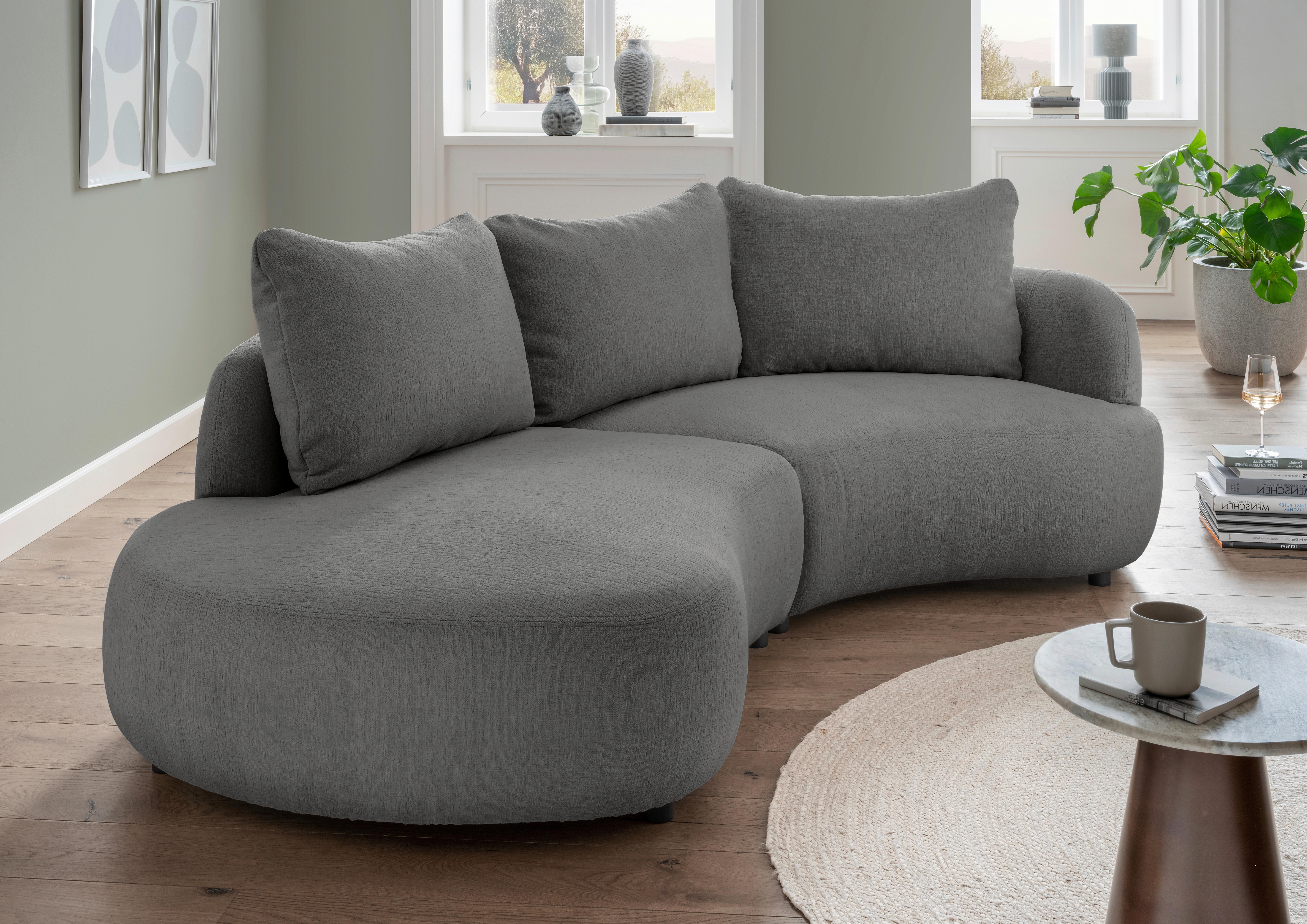 Ecksofa Doppo, Graubraun S: 250x139 cm - Graubraun/Schwarz, MODERN, Textil (250/139cm) - Livetastic