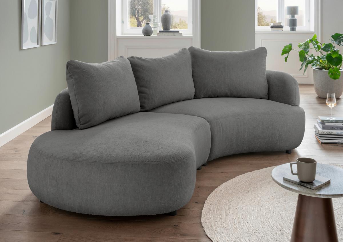 Ecksofa Doppo, Graubraun S: 250x139 cm - Graubraun/Schwarz, MODERN, Textil (250/139cm) - Livetastic