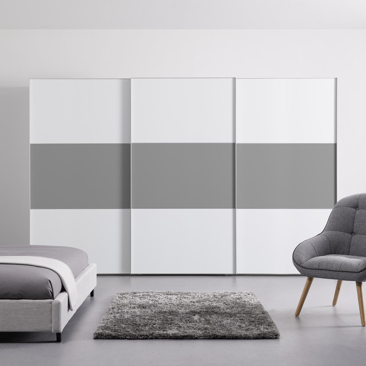 Schwebetürenschrank 336cm Includo, Weiß/grau - Weiß/Grau, MODERN, Holzwerkstoff (336/222/68cm)